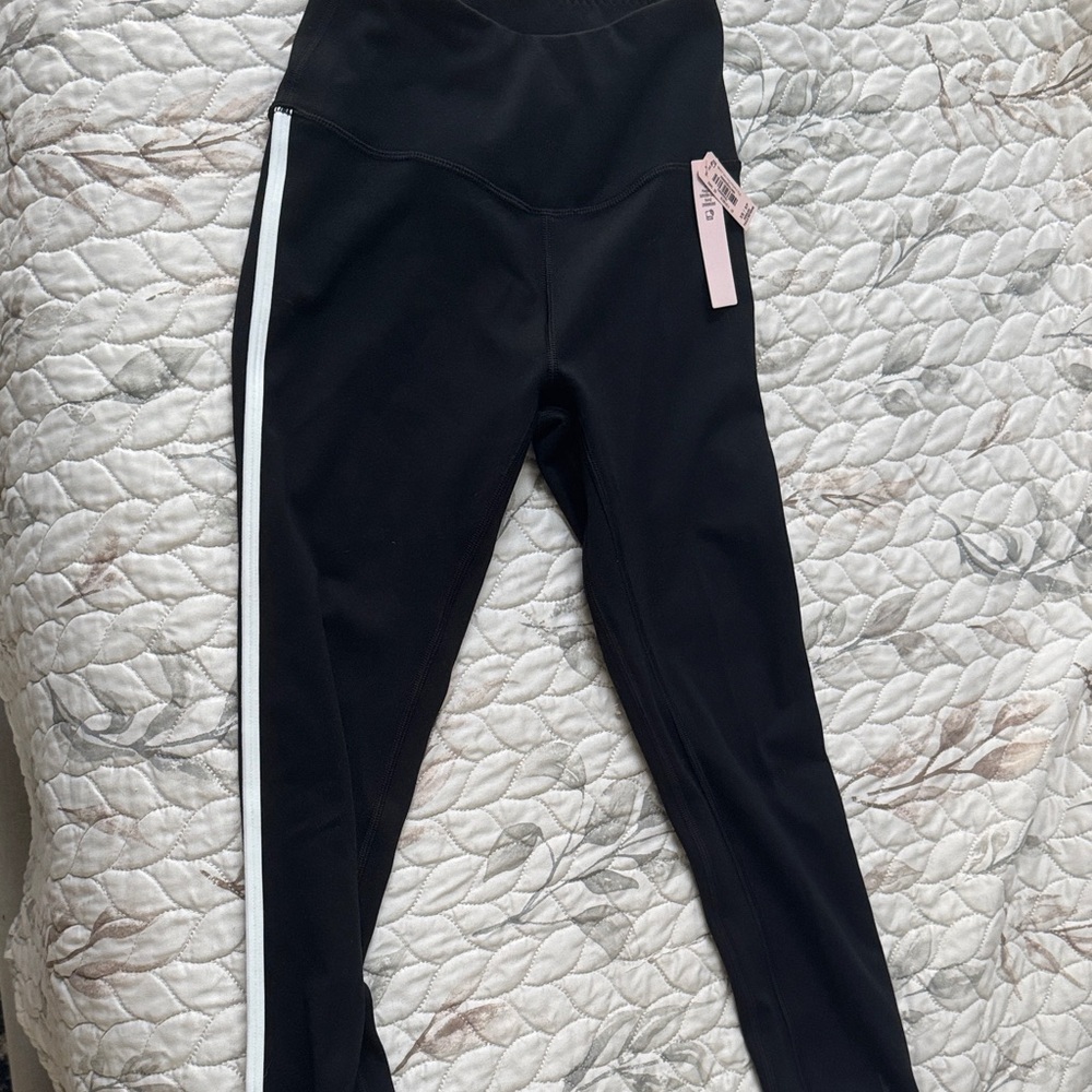 VS Women’s Black Leggings with White Stripe